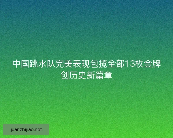 中国跳水队完美表现包揽全部13枚金牌创历史新篇章
